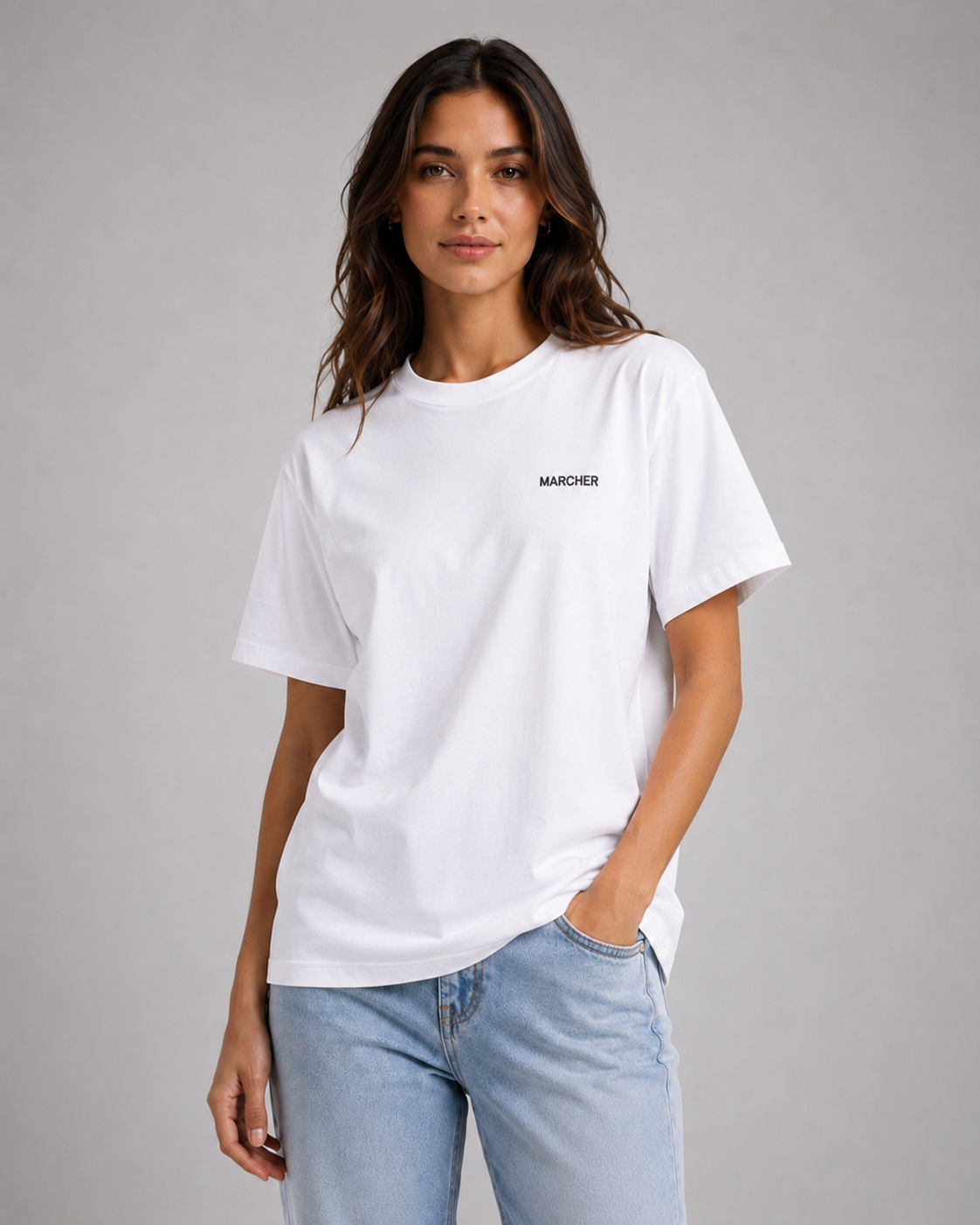Marcher Kadın Basic Oversize Tişört - Beyaz ürün görseli 2